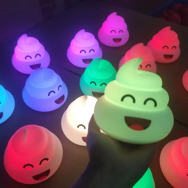 Bluejw Shit-Shaped LED Night Light - Rechargeable Silicone Mini Sleep Lamp - Touch Control Bedroom Light - Image 2